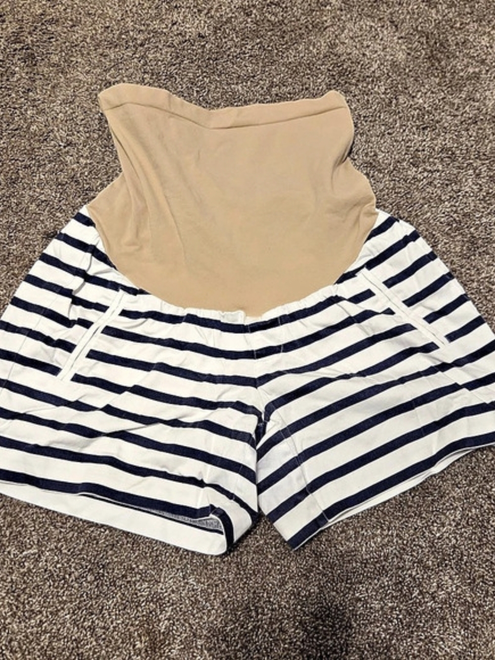 Motherhood Maternity Striped Maternity Shorts in Blue & White Size Small